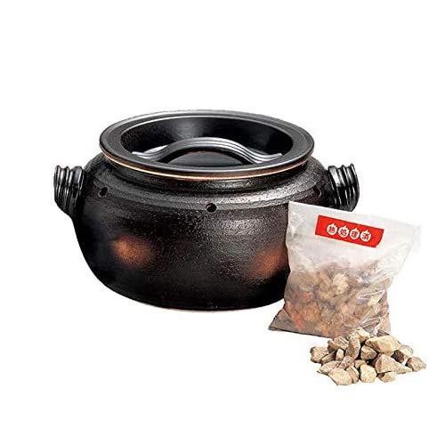 Imo-Taro Stoneware Pot, Imotaro with Natural Stone, Pottery Banko Ware Stoneware for Home Use with Baked Potato Pot, Stone Yakiimo Pot, Yakiimo Pot, Made in Japan, Direct Fire OK, Modern, Black, Gift, Grilled Product, Yakimo
