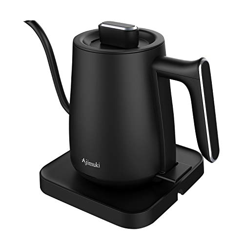 Ajimuki Electric Kettle, Stainless Steel, Thin Mouth Kettle, Coffee Drip, Rapid Boiling, 1200 W, 0.6 L, Automatic Power Off, Empty Firing Prevention, Safe and Safe, PSE Certified, Stylish (Black)