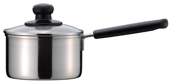 Pearl Metal H-7767 Single Handle Pot, 5.5 inches (14 cm), Glass Pot with Lid, Induction Compatible, Made in Japan