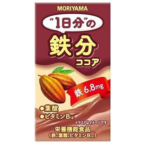Moriyama Milk Industry 1 Day Supply of Iron Cocoa, 4.2 fl oz (125 ml) x 72 Packs (Room Temperature Product)
