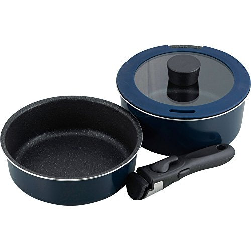Peace Fraise Frying Pan Pot 4-piece set Mini combination IH compatible Fluororesin processing with handle Navy Binties VR-8239