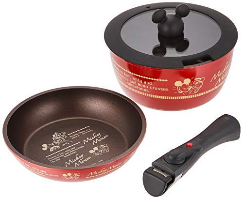 Skater handle comes off pot 20cm frying pan 20cm glass lid 20cm handle 4-piece set Mickey Disney ANFP2