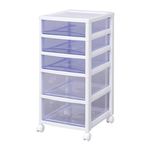 Iris Ohyama SCE-320 Chest, Super Clear, 5 Tiers, Made in Japan, Width 12.6 x Depth 15.4 x Height 26.8 inches (32 x 39 x 68 cm), WhiteClear Blue, White, Plastic