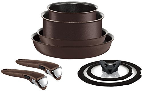 Online only Tefal frying pan pot 8-piece set IH compatible Ingenio Neo IH Walnut Excellence Set 8 Titanium Excellence 6-layer coating L65391 T-fal with handle