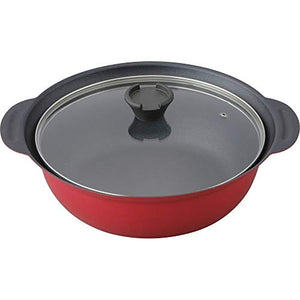 Iris Plaza Two-handed pan Black Red IH compatible Fluorine coat