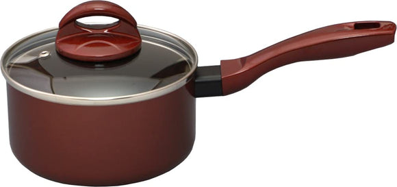 Taniguchi Metal New Bright EX Single Handle Pot, 6.3 inches (16 cm), Metallic Red, Induction Compatible