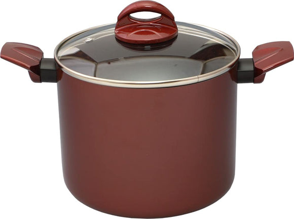 Taniguchi Metal New Bright EX Small Pot, 8.3 inches (21 cm), Metallic Red, Induction Compatible