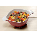 D&S DSMSC24WHRE Two-Handled Pot, 9.4 inches (24 cm), Induction Compatible, Mermaid Casserole White Red, Ceramic Coating