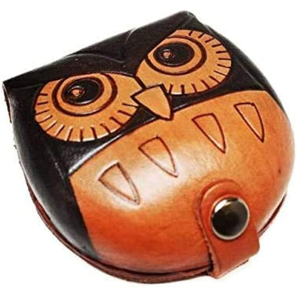 Owls Animal Genuine Leather Coin Case VANCA CRAFT Leather Story (Handmade in Japan)