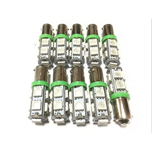 1224 v CHOOSE LED BA9S 9 ROW SET OF 10 White Red Blue Orange Green Pink