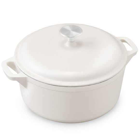 Iris Ohyama CTP-24 Pot, Single Person Pot, Anhydrous Cooking, Enameled Pot, Two-Handled Pot, Cast Iron Pot, 9.4 inches (24 cm), IH Compatible with Gas Stoves, Oven, Fry, Stylish, Earthenware Pot, Stain