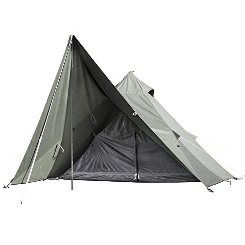 BUNDOK Solo Teepee 1 TC BDK-75TC For 1 Person, Khaki, One Pole Tent, Blend Cotton, Full Closure, Wrap Up Skirt