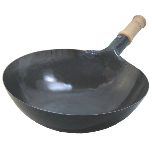 Yamada Kogyosho One-handed wok Iron embossed wooden handle handle 24 cm