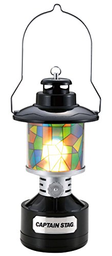 CAPTAIN STAG Camping Lantern, Light, Twin Light, LED Lantern, Stained Glass Style Sheet Included