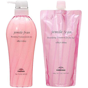 [Set] MILBON Gemile Fran Treatment Silky Shiny 500mL + Treatment Silky Shiny 400mL Refill