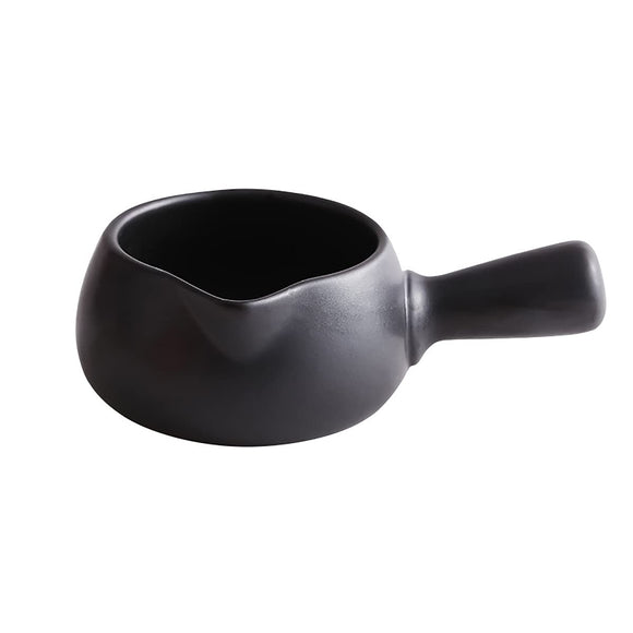 One Handle Pot, Milk Pan, Milk Pan, Butter Warmer, Small Pot, Milk Pot, IH Compatible Ceramic Pot, Heating Pot, Milk Pot, Soup Pot (Black, 800ML)