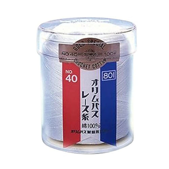 801 Olympus Lace Thread Gold Note No. 40 (White) 3.5 oz (100 g) Ball Roll, 6 Skeins