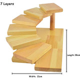 Wooden Stair Treader, 3D Scale 7 Tiers, Sushi Sashimi, Meat, Roasted Meat, Food, Stair Shaped Serving Plate, 7 Tiers, Stylish Serving