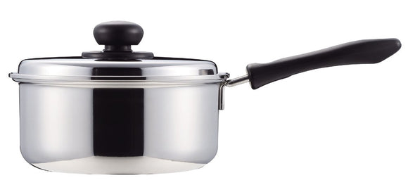 Pearl Metal HB-1130 Single Handle Pot, 7.1 inches (18 cm), Pot Lid Included, Induction Compatible, Made in Japan