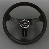 Steering Wheel 35φN Genuine Leather Buckskin With Red Stitching (N35F)