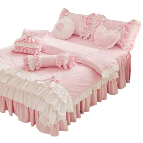 Princess Series Pink Fluffy Bed Cover Set
