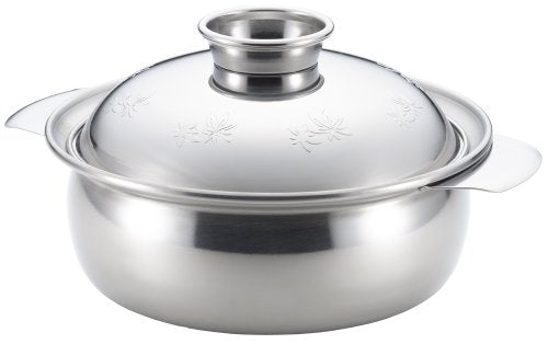 Yoshikawa Made in Japan Stainless steel pot 17cm Earthenware pot style IH compatible Silver maple SJ1857