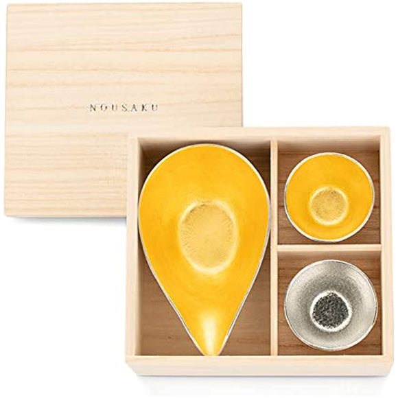 Nojaku Single Mouth - Large - Gold Foil, Wine Cup, Tin and Gold Foil Set (Comes in Paulownia Box) e00237