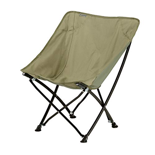 BUNDOK BD-180 Bucket Chair, BlackKhaki, Outdoor Folding Storage Case Included