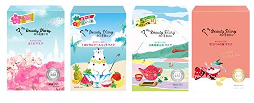 My Beauty Diary Assortment Spring/Summer/Autumn/Winter set that you can feel on your skin (4 cherry blossom masks, 4 tropical cool mint masks, 4 Alishan tea masks, 4 official swallow's nest masks)