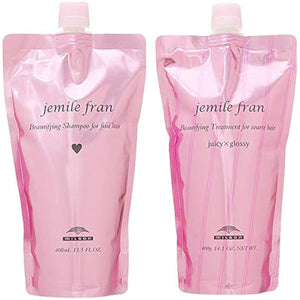 [Set] MILBON Gemile Fran Shampoo Heart Refill + Treatment Juicy Glossy Refill 400mL each Refill Set