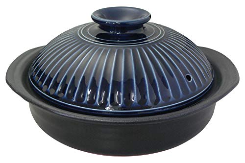 Suzuki clay pot Ruri Ao No. 9 (for 3-4 people) Banko ware Kikuhana IH compatible Ceramic processing clay pot 2080-1855
