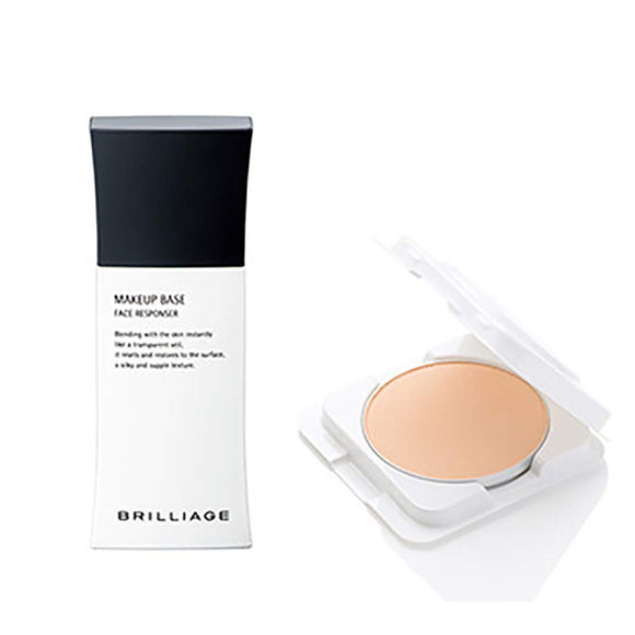 Brilliage Makeup Base + Powdery Foundation Authentic Woman Refill Foundation (Silky Beige 40) Set [Makeup Base] SPF25・PA++ [Foundation] SPF25・PA++ [Brand produced by Chiaki Shimada]