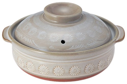 Ginmine Pottery Banko Ware Earthenware Pot (Fukanabe) No. 5 for 1 person Hana Mishima 21051