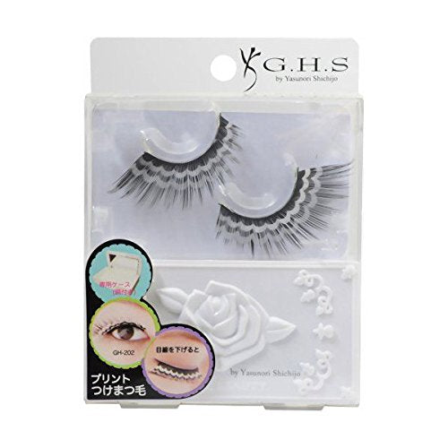 G.H.S Printed false eyelashes Prima Swan Wave SI with special case GH-202 (1 pair)