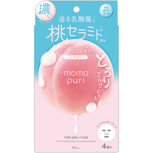 Bcl Momopuri Moist Dense Milk Jelly Mask 4 Pieces