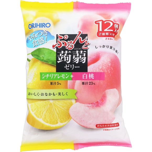 Orihiro Plandu Purunto Konjac Jelly Sicilian Lemon + White Peach 20g x 12