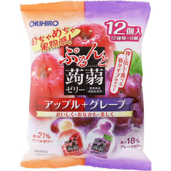 Orihiro Plandu Purun and Konjac Jelly Pouch Apple + Grape 20g x 12