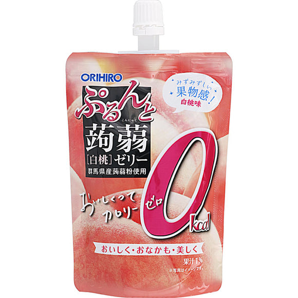 Orihiro Plandu Purun and Konjac Jelly Standing Calorie Zero White Peach 130g