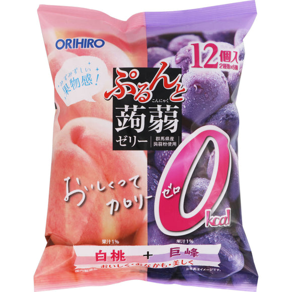 Orihiro Plandu Purun and Konjac Jelly Calorie Zero White Peach + Kyoho 18g x 12