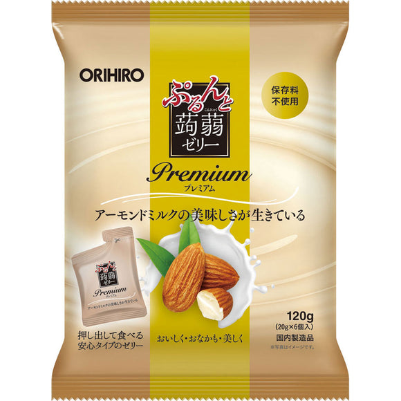 Orihiro Plandu Premium Purunto Konjac Jelly Almond Milk 20g x 6 pieces