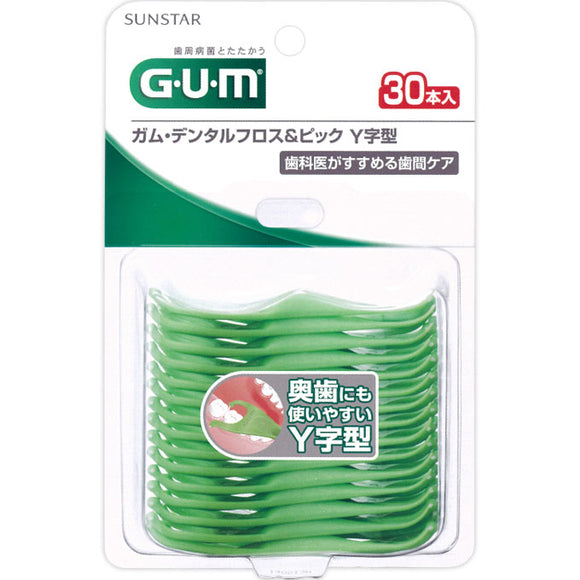 Sunstar Gum Dental Floss & Pick Y-Shaped 30 Pieces