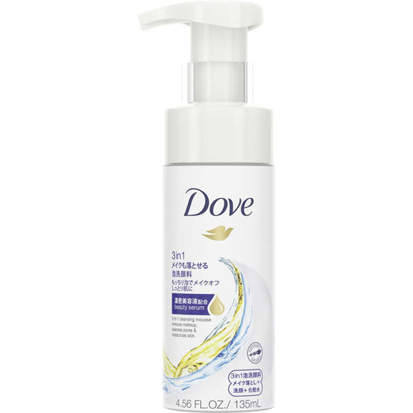 Unilever Japan Dove 3 In 1 Makeup Remover, Foam Wash 135 Ml