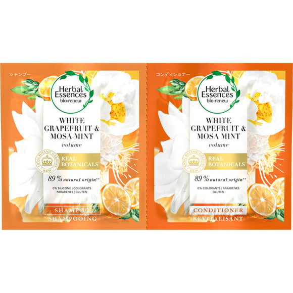 P&G Japan Herbal Essence Bio Renew White Grapefruit & Mint Shampoo Conditioner Trial Sachet 12Ml+12G