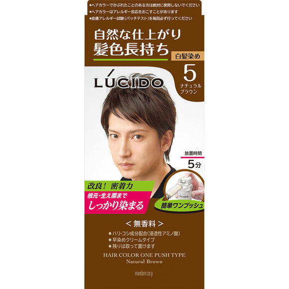 Mandom Lucido One Push Care Color 5 Natural Brown 1st 50g, 2nd 50g (Non-medicinal products)