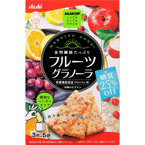 Asahi Group Foods Co., Ltd. Balance Up Fruit Granola 25% Off Sugar 3 Sheets x 5 Bags