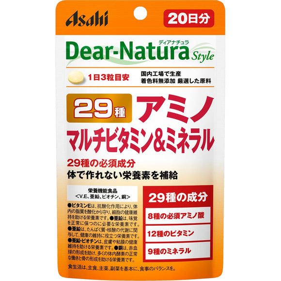 Asahi Group Foods Co., Ltd. Dear-Natura Style 29 kinds Amino Multivitamin Mineral 60 tablets (for 20 days)