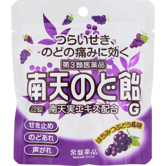 Tokiwa Pharmaceutical Co., Ltd. Nanten Throat Candy Hachimi Grape Pouch 22 Tablets
