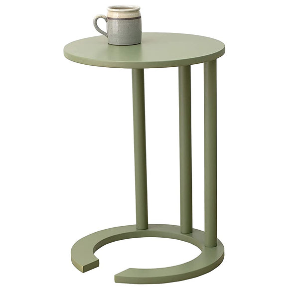 Hagiwara VT-7974MG Side Table, Sofa Side Table, Desk, Easy to Reach, Night Table, Lightweight, Height 22.0 inches (56 cm), Round, Natural Wood, Green