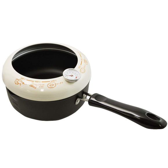 Kai Corporation KAI One-Handed Tempura Pot, 7.9 inches (20 cm), Thermometer Included, Made in Japan