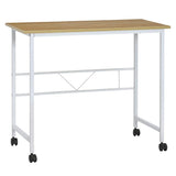 Tamaliving 50003580 Table Desk, Width 33.1 inches (84 cm), With Casters, Study Desk, Computer Desk, Table, Steel Legs, WhiteNatural